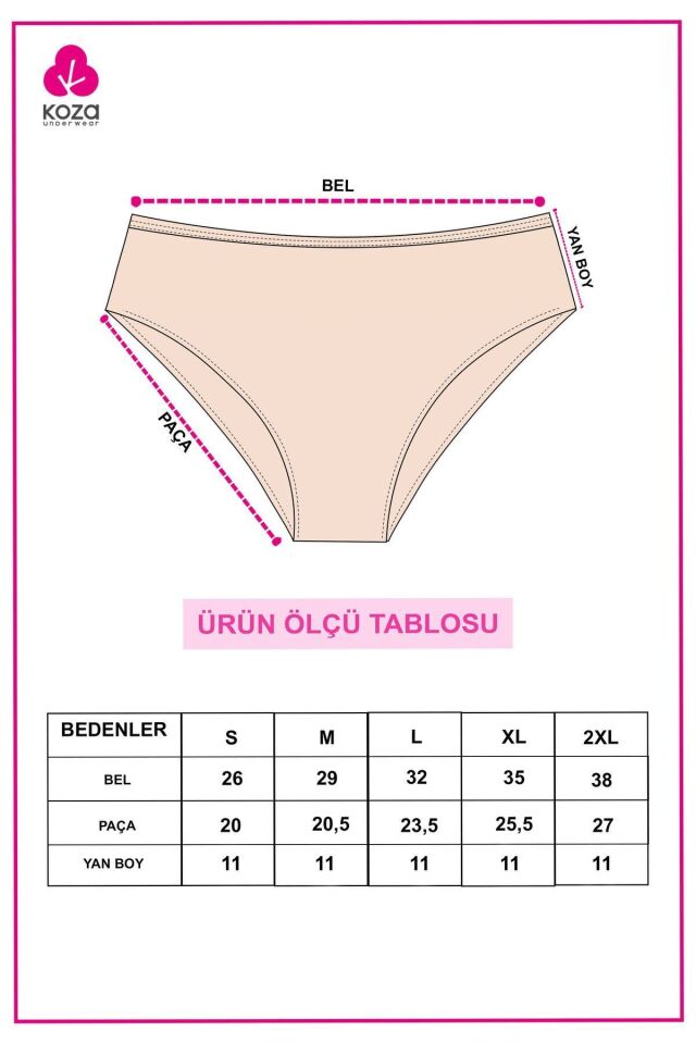 Kadın 5'li Geniş Kenar Külot 4Marshmallow - L