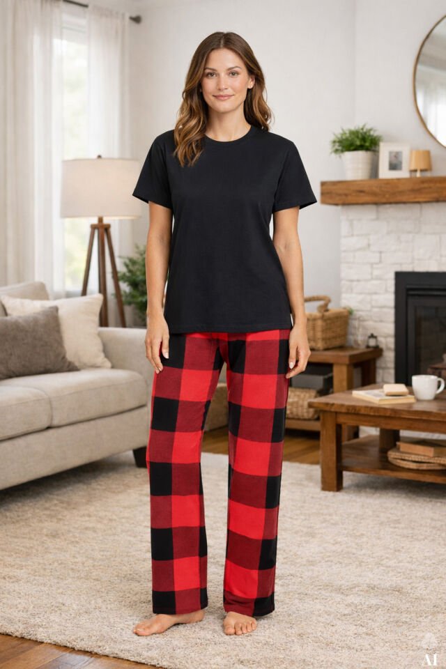 Sevgililer Günü Temalı Kadın Kısa Kollu Pamuklu Kırmızı Ekose Desenli Kombinli Pijama Takımı Kırmızıekose - S - Kırmızıekose - S