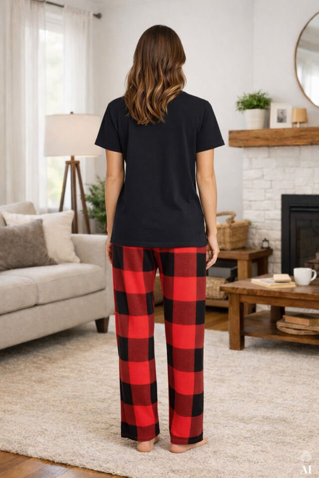 Sevgililer Günü Temalı Kadın Kısa Kollu Pamuklu Kırmızı Ekose Desenli Kombinli Pijama Takımı Kırmızıekose - M - Kırmızıekose - M