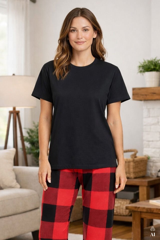 Sevgililer Günü Temalı Kadın Kısa Kollu Pamuklu Kırmızı Ekose Desenli Kombinli Pijama Takımı Kırmızıekose - M - Kırmızıekose - M