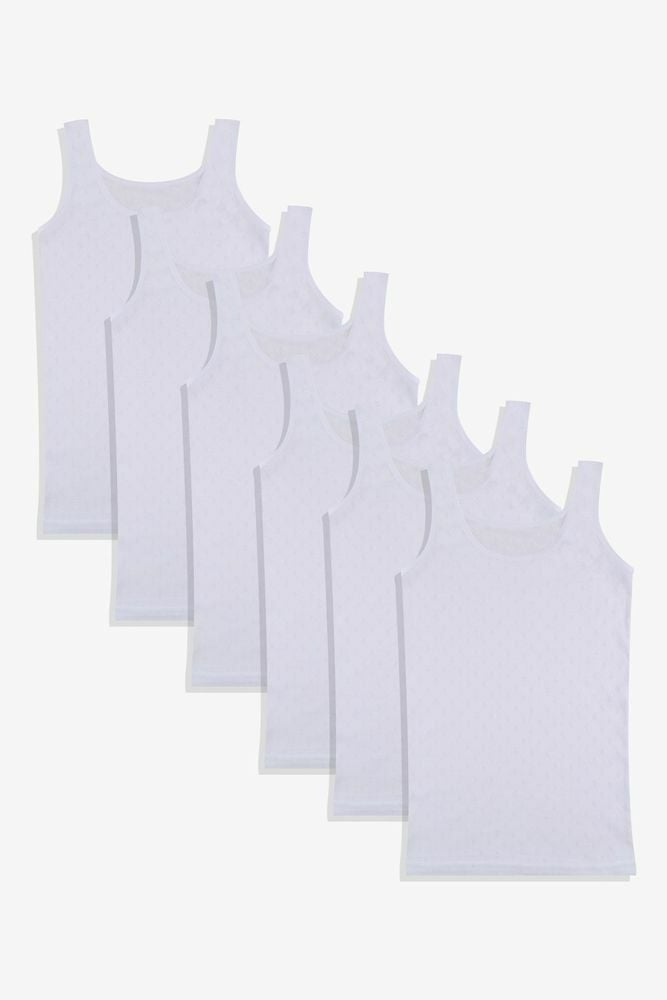 Kız Çocuk 6'lı Jakarlı Beyaz Pamuklu Atlet Beyaz - 3-4 Yaş - Beyaz - 3-4 Yaş