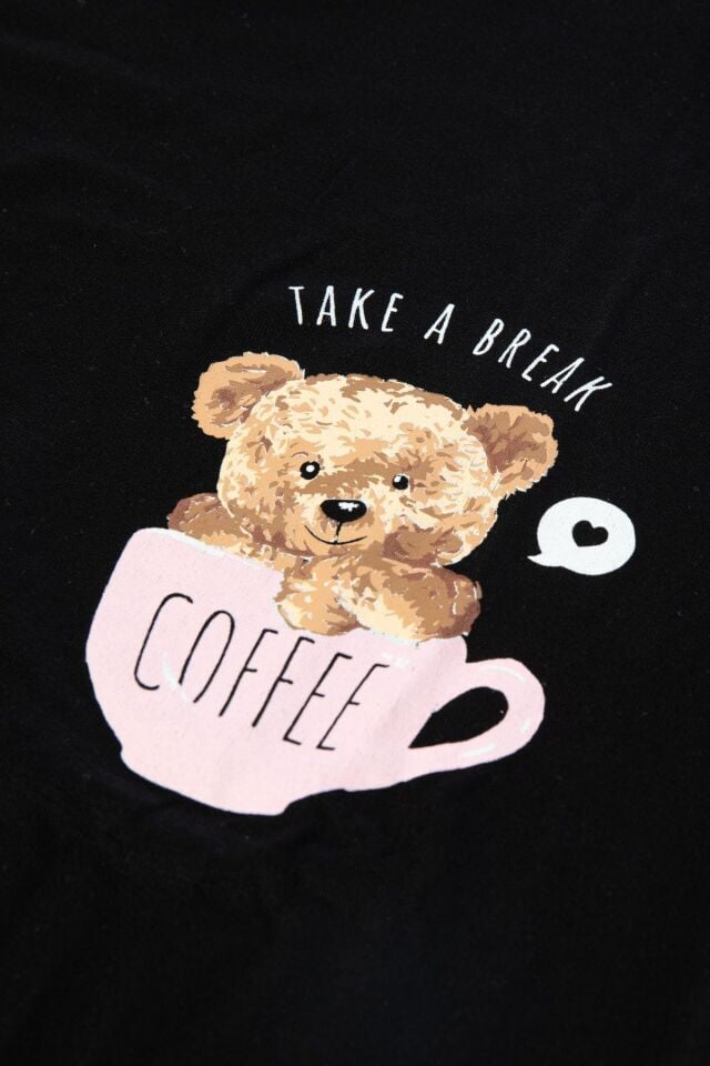 Kadın Yumuşak Dokulu Viskon Dökümlü Pijama Takımı Siyah - XL