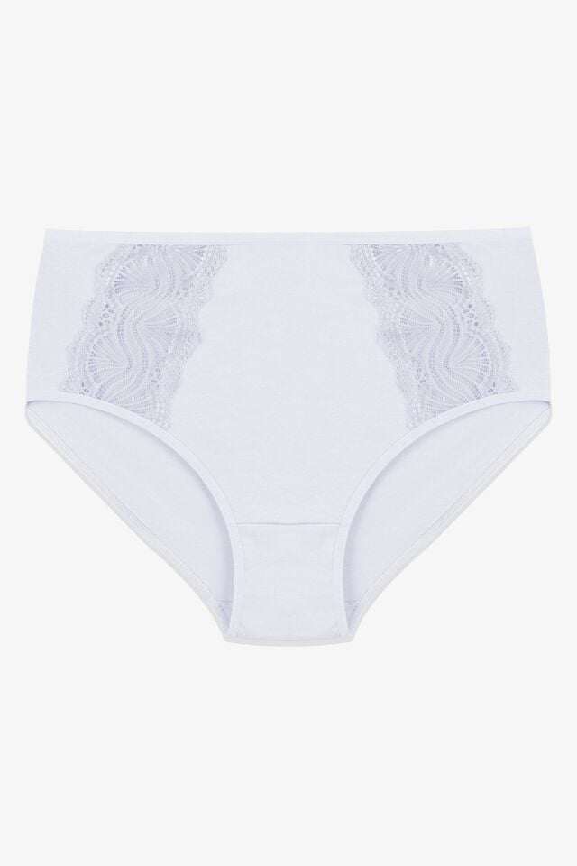 Kadın 3'lü Pamuklu Yan Dantelli Yüksek Bel Curve Külot kırmızıekrugulkurusu - XL/2XL - kırmızıekrugulkurusu - XL/2XL