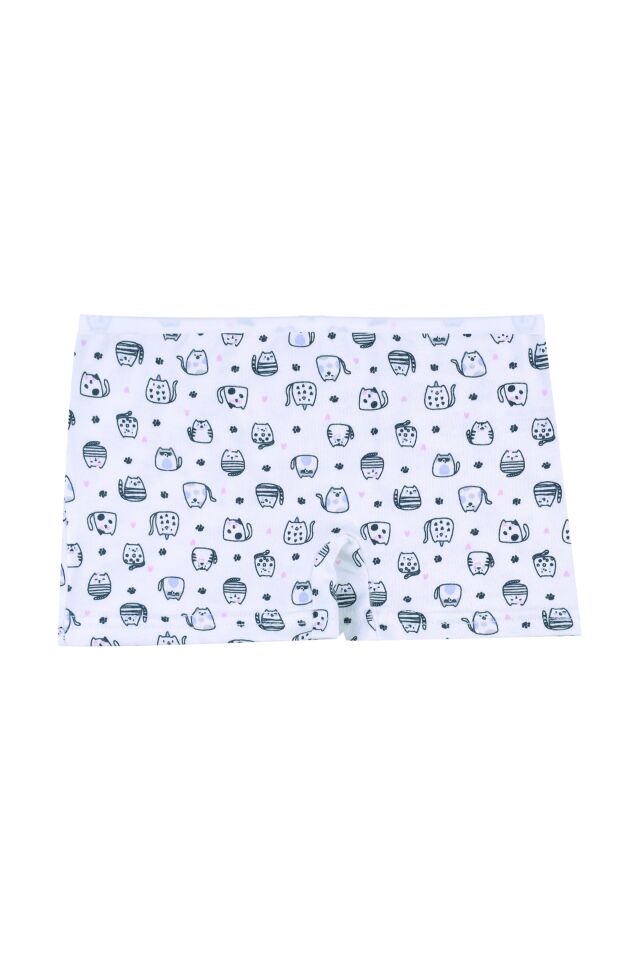 Kız Çocuk 3'lü Desenli Boxer Gri -  Beyaz - 9- 11 Yaş