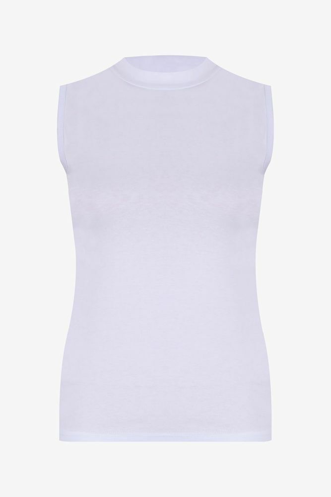 Kadın Kolsuz Likralı Pamuklu Yarım Balıkçı Body