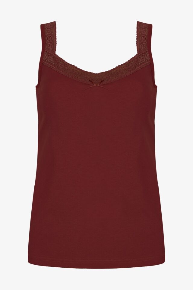 Kadın Dantel Detaylı Atlet Külot Takım KO2001TKM-1 Bordo - L/XL