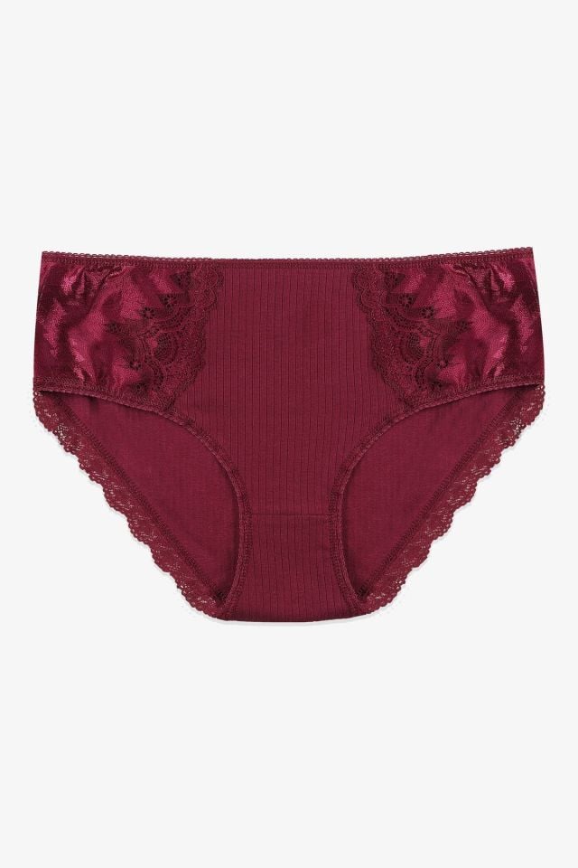 Kadın 3'lü Fitilli Yan Dantelli Külot