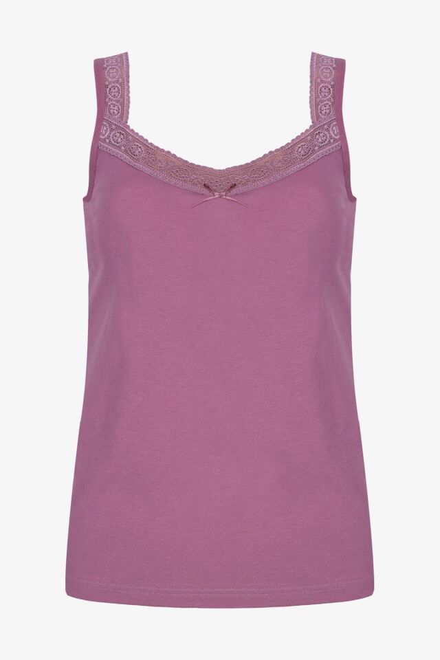 Kadın Dantel Detaylı Atlet Külot Takım KO2001TKM-1 Gül Kurusu - L/XL