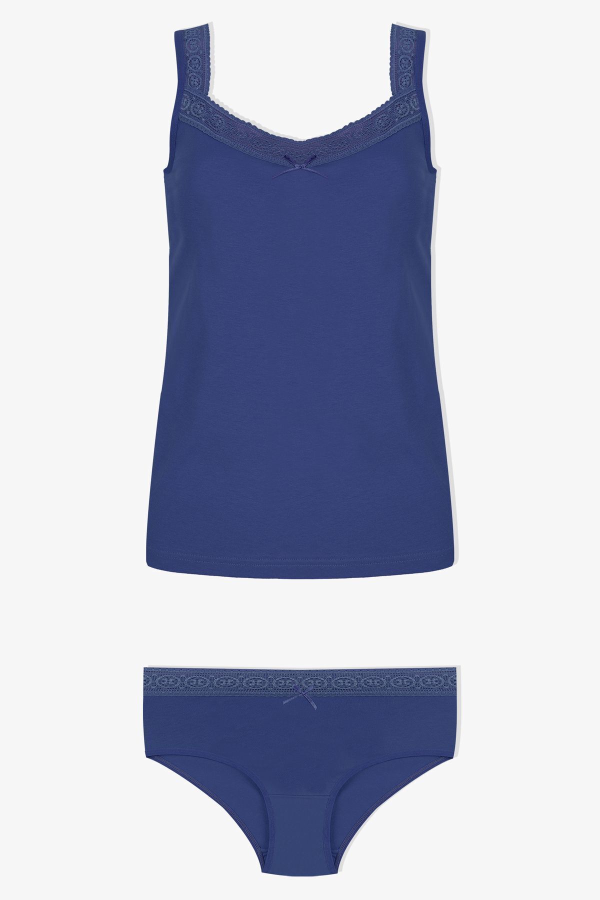 Kadın Dantel Detaylı Atlet Külot Takım KO2001TKM-1 İndigo - L/XL