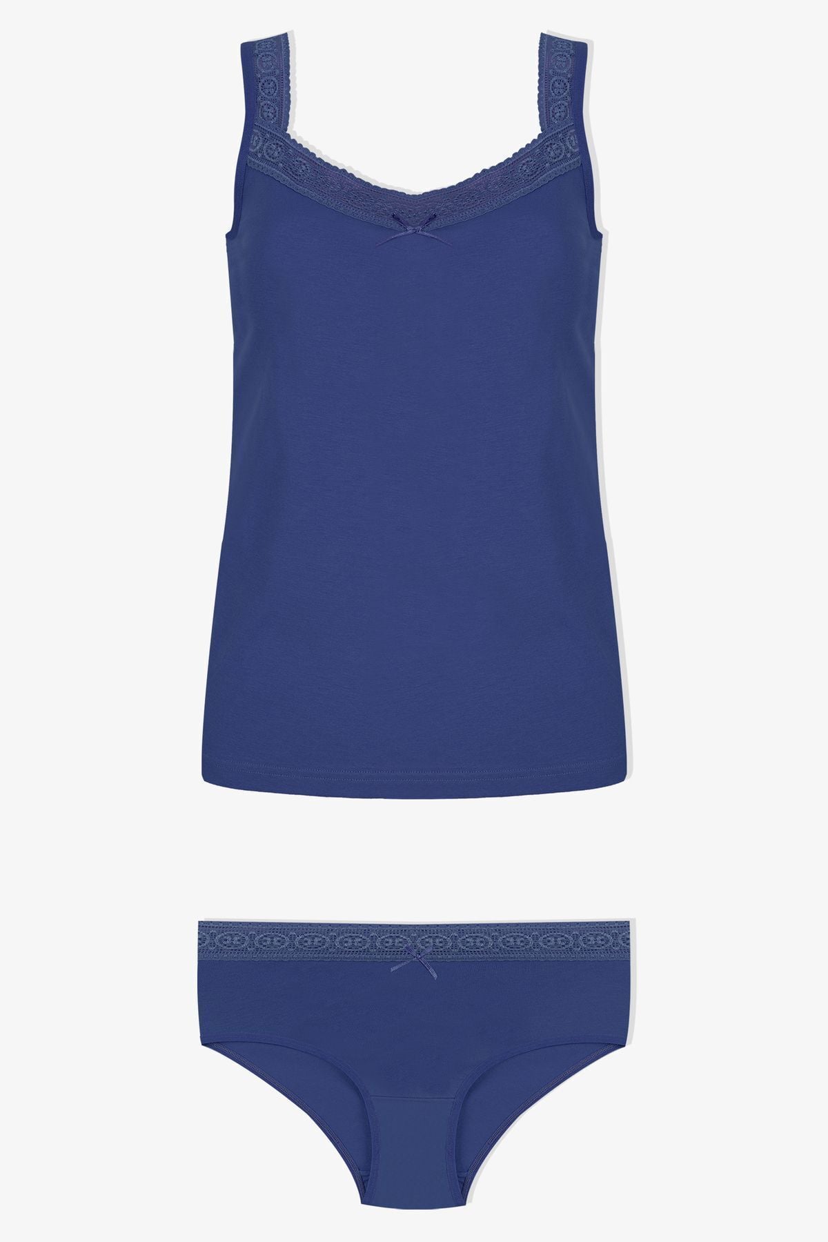 Kadın Dantel Detaylı Atlet Külot Takım KO2001TKM-1 İndigo - L/XL