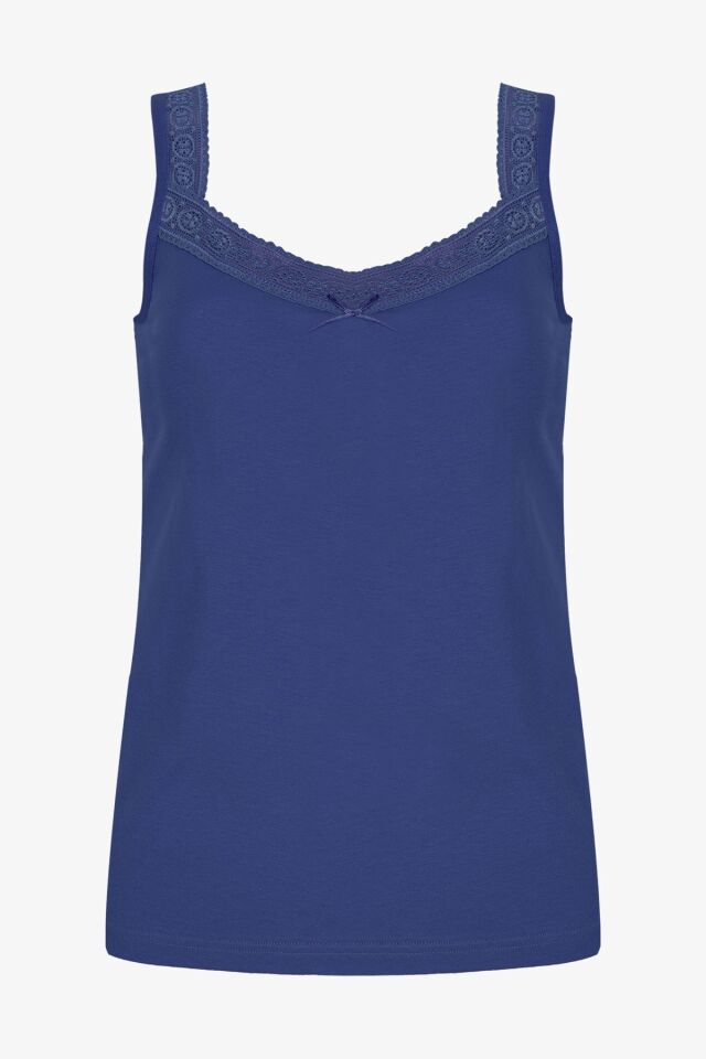 Kadın Dantel Detaylı Atlet Külot Takım KO2001TKM-1 İndigo - L/XL