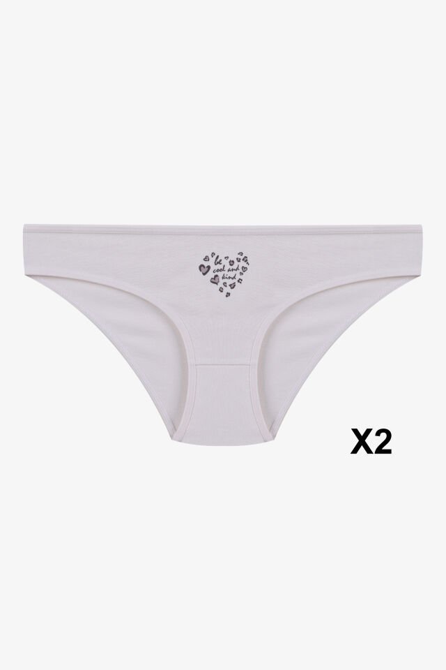 Kadın 3'lü Pamuklu Basic Külot Kahverengi -  Ekru - L/XL