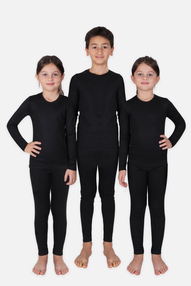 Çocuk Kışlık Siyah Termal Takım 9-10 Yaş - Siyah