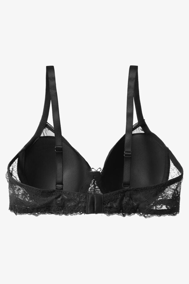 Sevgililer Günü Temalı Kadın Tül Detaylı Dolgusuz Toparlayıcı Minimizer Sütyen Siyah - 80B - Siyah - 80B