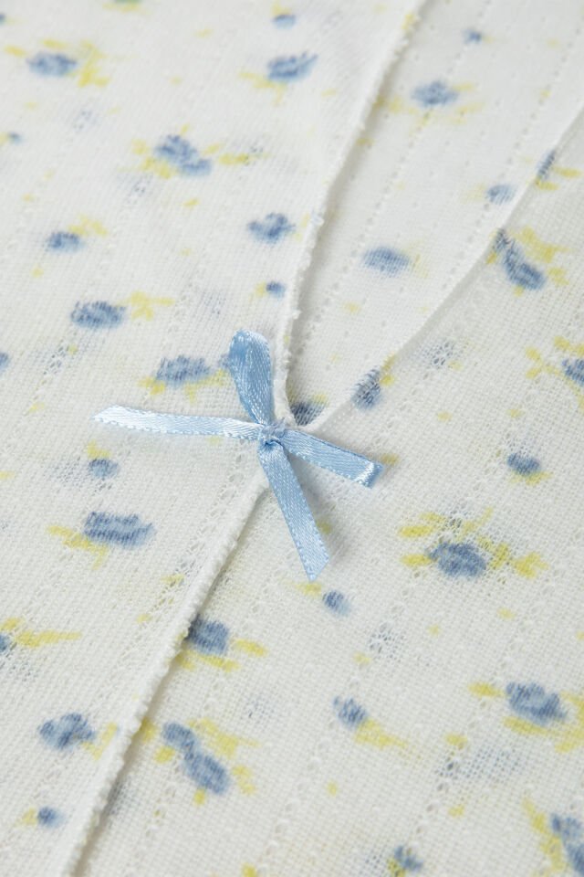 Kadın Kısa Kollu Fiyonklu Fitilli Pijama Takımı S