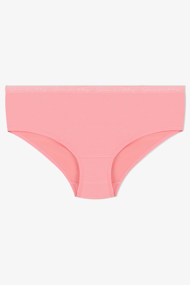 Kadın 3'lü Yazılı Lastikli Renkli Külot KO1003MKR-1 Buz Mavi - Su Yeşili - Turuncu - XL