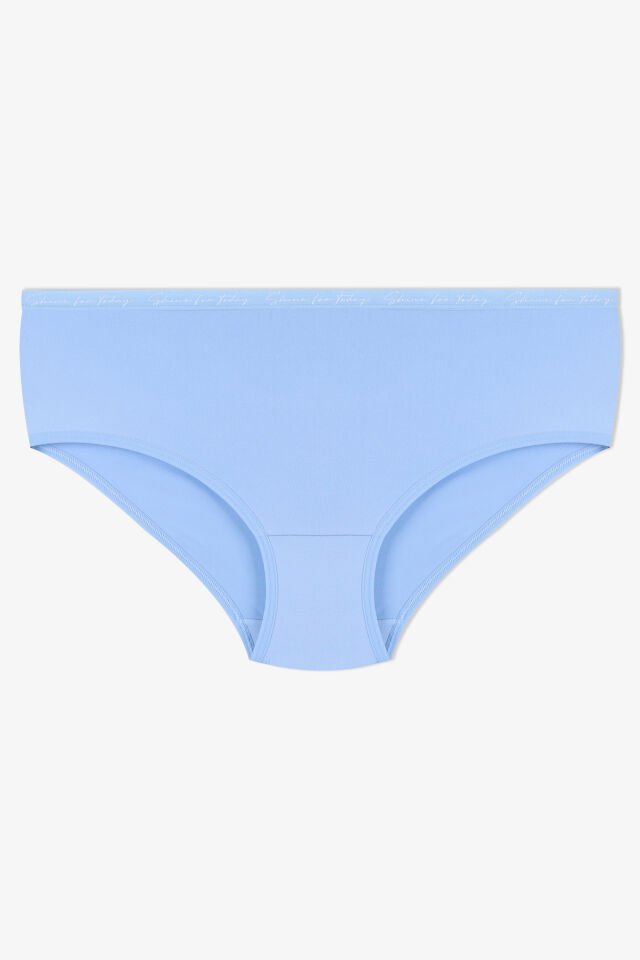 Kadın 3'lü Yazılı Lastikli Renkli Külot KO1003MKR-1 Buz Mavi - Su Yeşili - Turuncu - XL