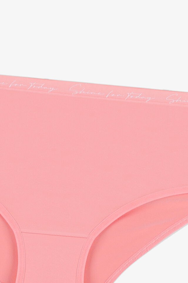 Kadın 3'lü Yazılı Lastikli Renkli Külot KO1003MKR-1 Buz Mavi - Su Yeşili - Turuncu - M