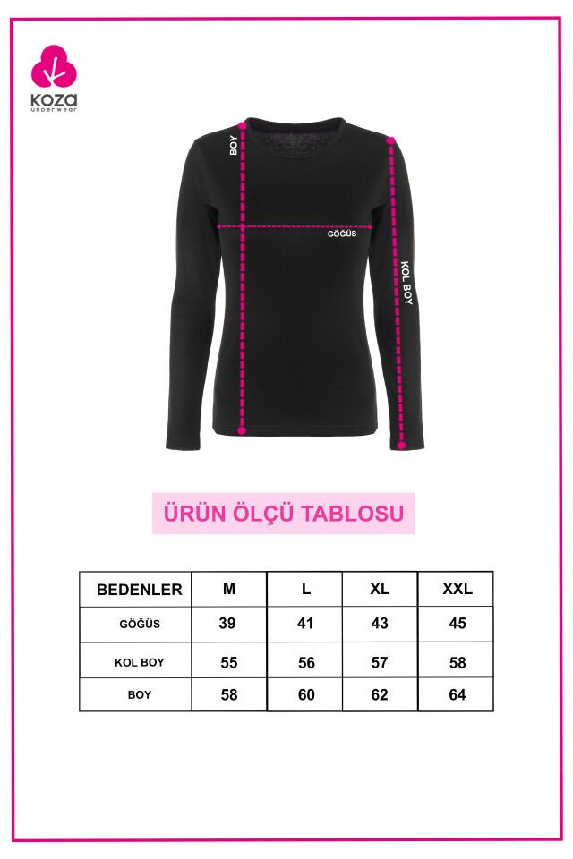 Kadın Kışlık Pamuklu Termal Üst Siyah - XL