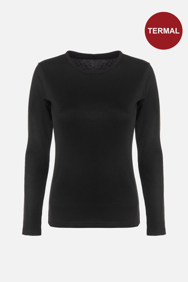 Kadın Kışlık Pamuklu Termal Üst Siyah - XL