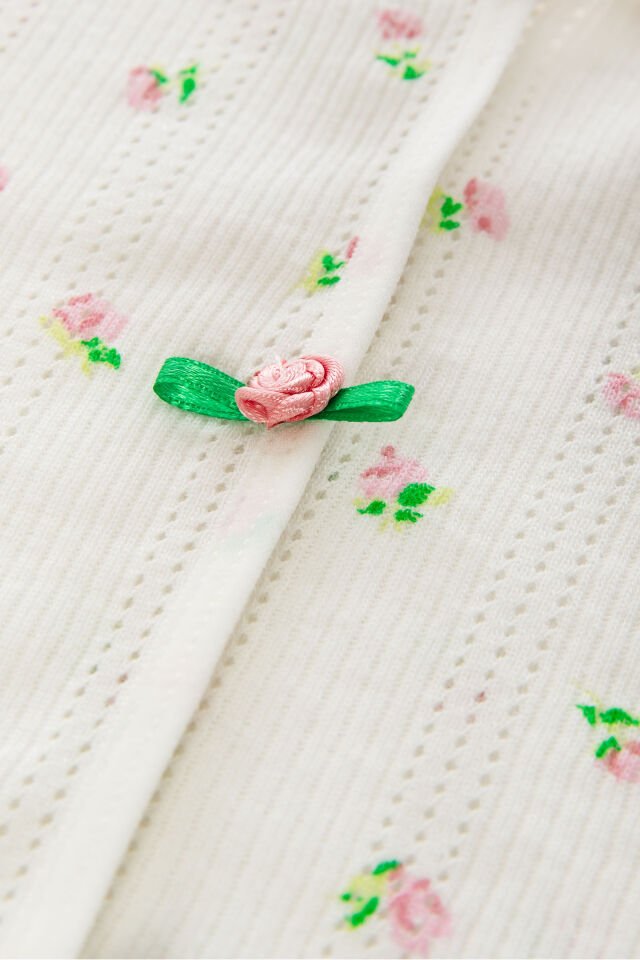 Kadın Çiçek Desenli Gül Fiyonklu İp Askılı Şort Takım Yeşil- Pembe - XL