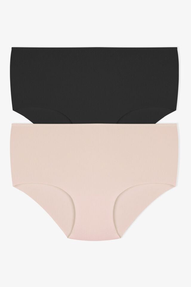 Kadın 2'li Kıl Lastikli Lazer Kesim Ekstra Yüksek Bel Külot KO5800LZR-1 Siyah-Ten - M/L - KO5800LZR-1 Siyah-Ten - M/L