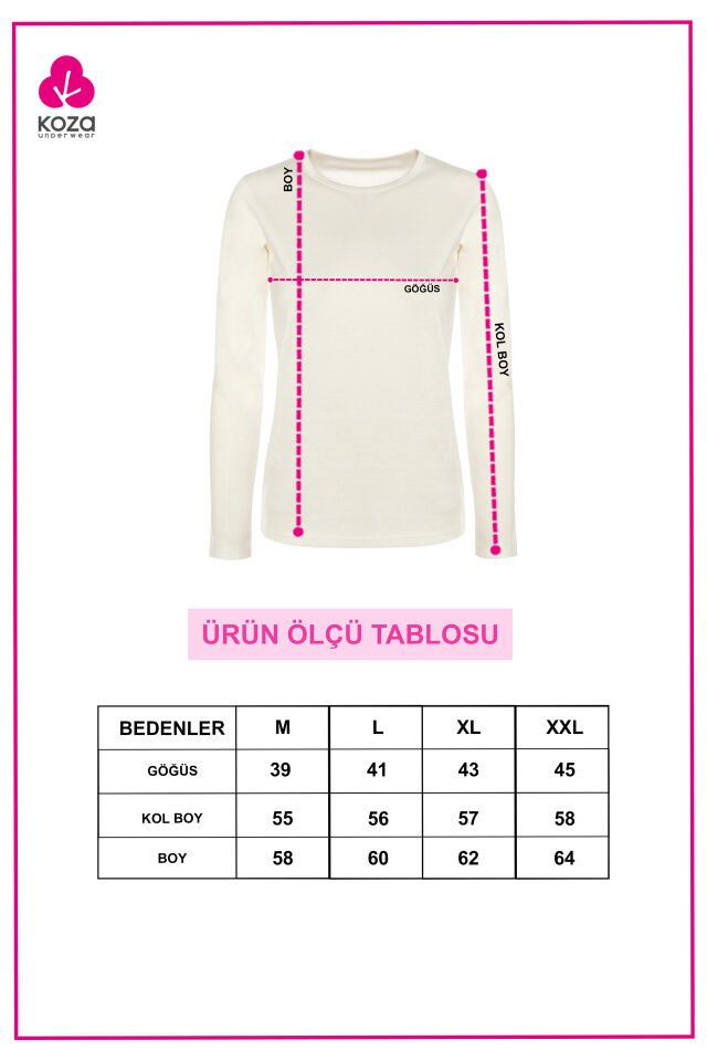 Kadın Kışlık Pamuklu Termal Üst 2XL - Beyaz