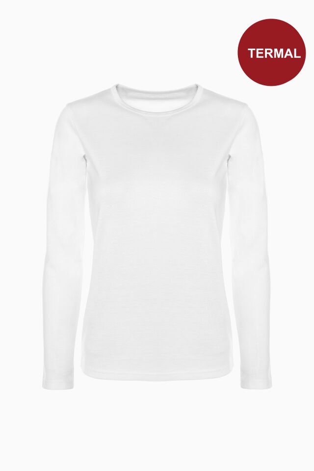 Kadın Kışlık Pamuklu Termal Üst 2XL - Beyaz