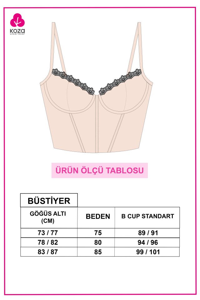 Kadın Çiçekli Desenli Dolgusuz Agraflı Korse Crop Büstiyer Pembe Çiçekli - 80B - Pembe Çiçekli - 80B