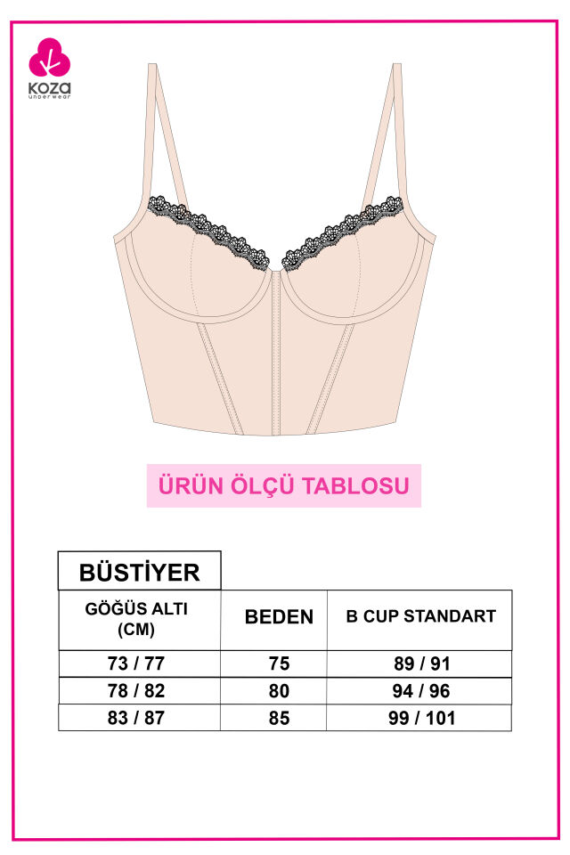 Kadın Çiçekli Desenli Dolgusuz Agraflı Korse Crop Büstiyer Pembe Çiçekli - 80B - Pembe Çiçekli - 80B