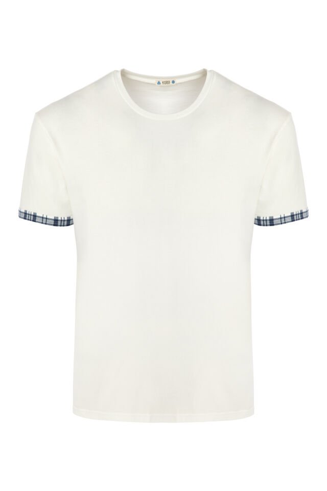 Erkek Kol Ekose Desenli Cepli Şort Takım 2XL - Ekru - Gri