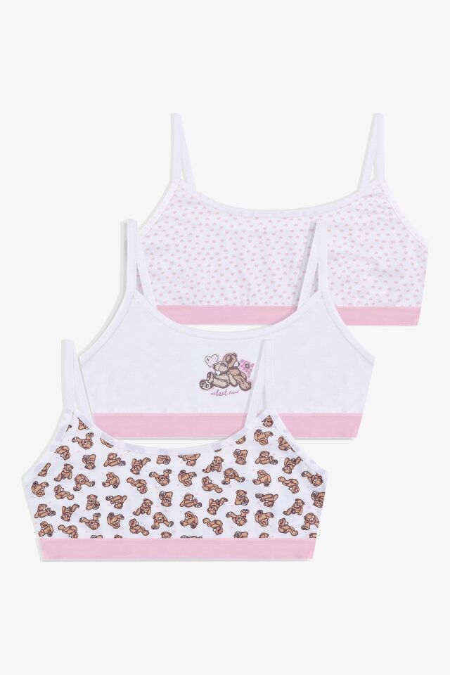 Kız Çocuk 3'lü İp Askılı Yarım Atlet