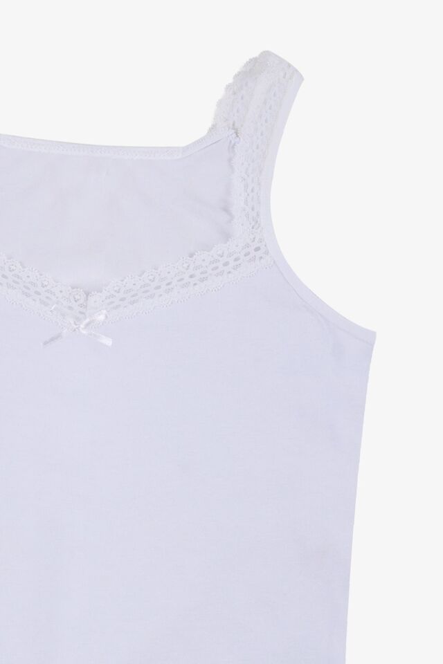 Kadın 2'li Dantel Detaylı Atlet BeyazBeyaz - L/XL