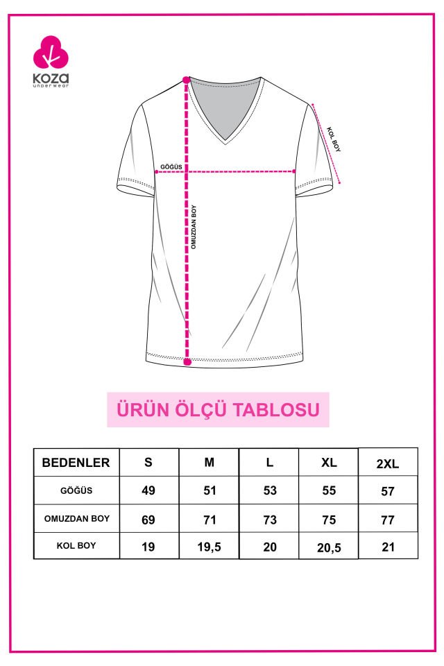 Erkek Pamuklu V Yaka Kısa Kollu Tişört 2XL - Füme