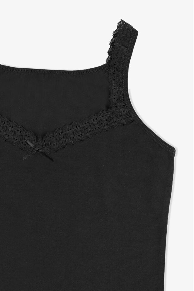 Kadın 2'li Dantel Detaylı Atlet Siyahbeyaz - L/XL