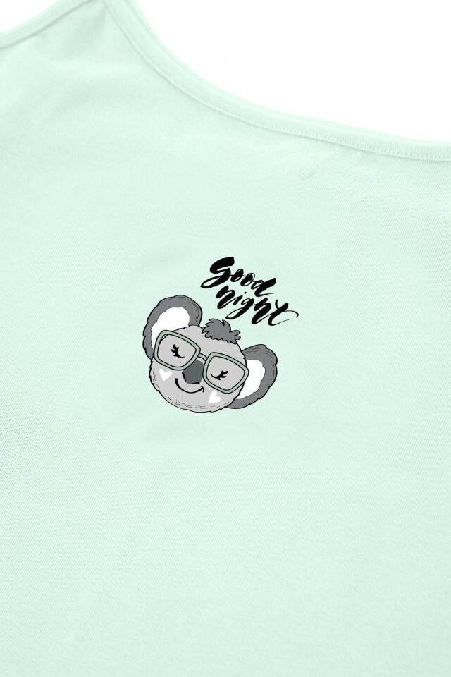 Kadın Pamuklu Çizgili Desenli İp Askılı Şortlu Pijama Takımı KO7203Ş-3 Su Yeşili - M