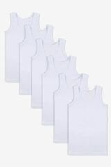 Erkek Çocuk 6'lı Beyaz Pamuklu Atlet