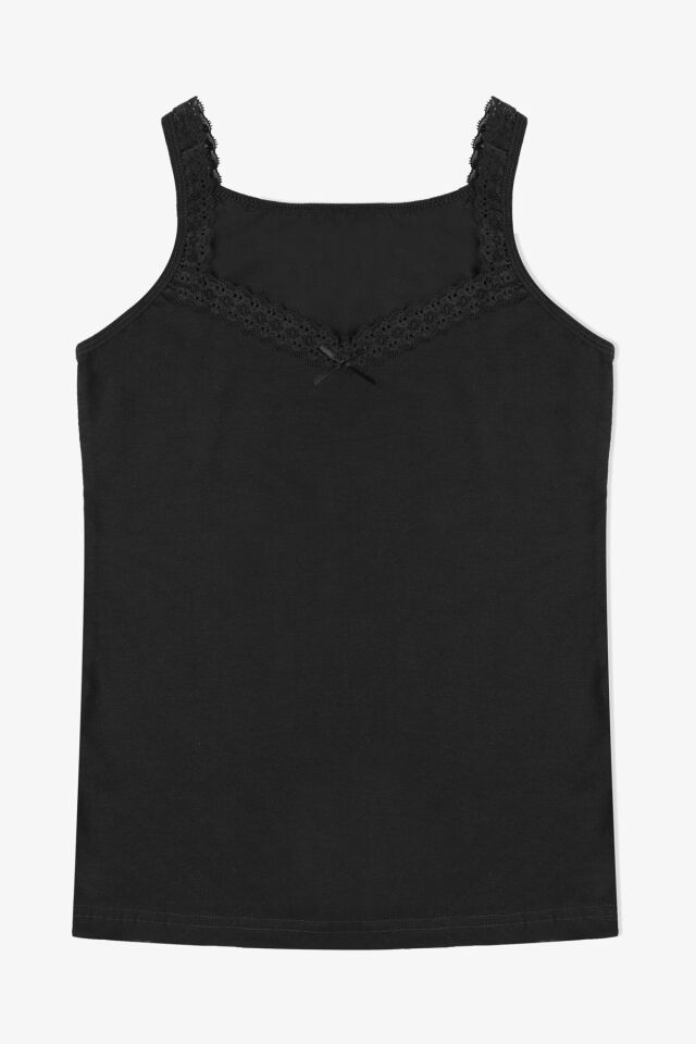 Kadın 2'li Dantel Detaylı Atlet SiyahSiyah - L/XL