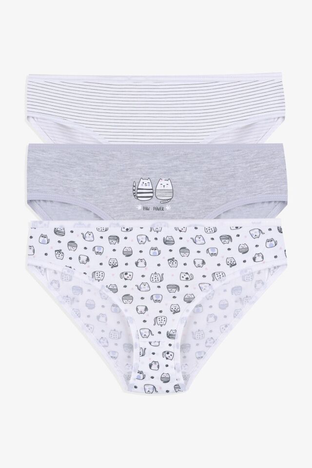 Kız Çocuk 3'lü Sevimli Fare Desenli Slip 1050-136 - 3-4 Yaş - 1050-136 - 3-4 Yaş