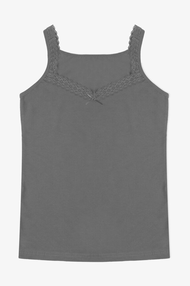 Kadın 2'li Dantel Detaylı Atlet Lacivertgri - L/XL