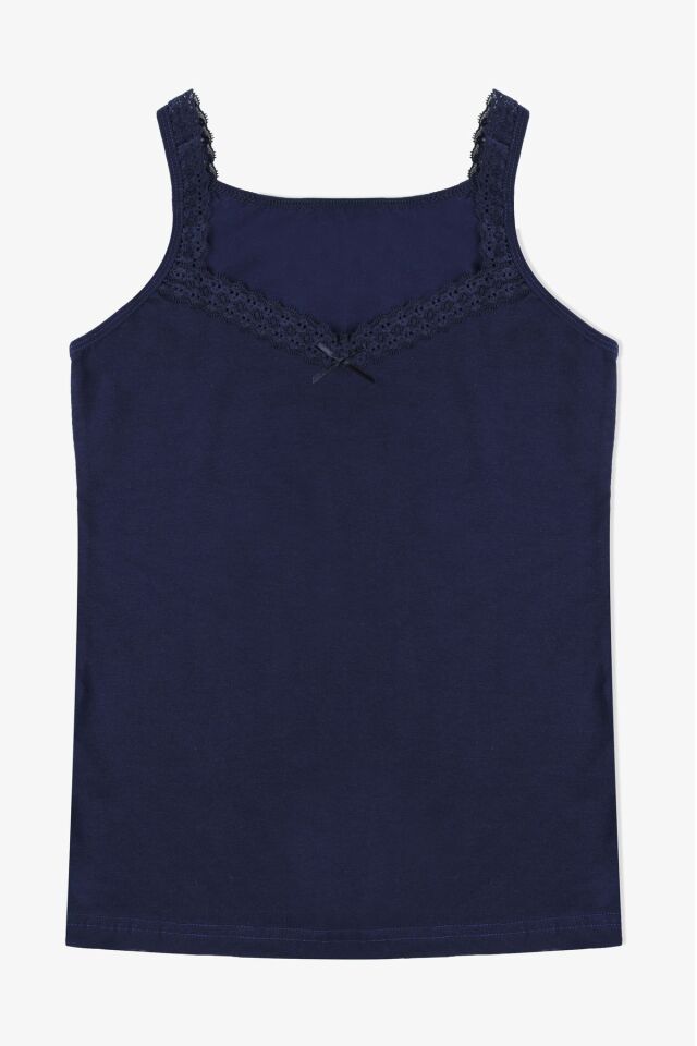 Kadın 2'li Dantel Detaylı Atlet Lacivertgri - L/XL