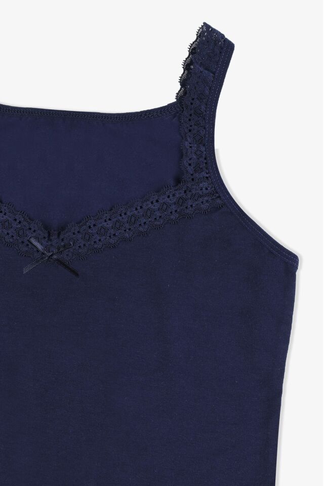 Kadın 2'li Dantel Detaylı Atlet Lacivertgri - L/XL