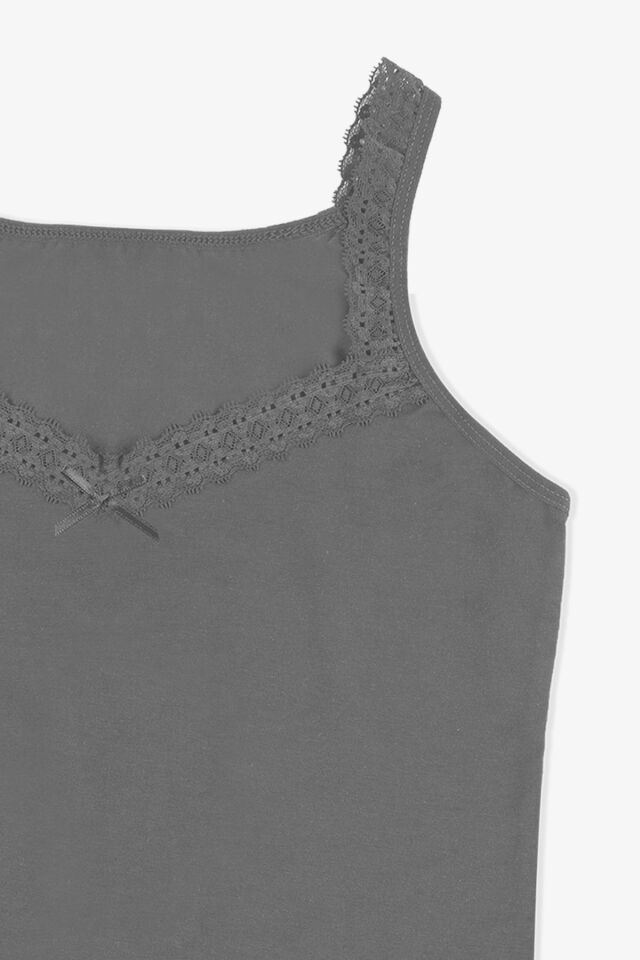 Kadın 2'li Dantel Detaylı Atlet Lacivertgri - L/XL