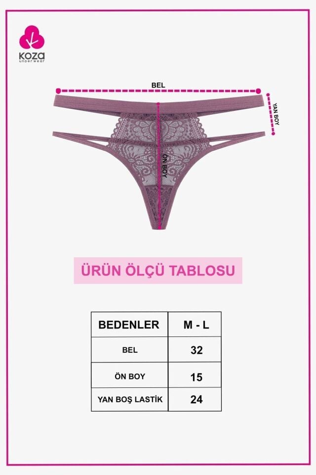 Kadın 4'lü Dantelli Arka İp Detaylı Fantezi Tanga