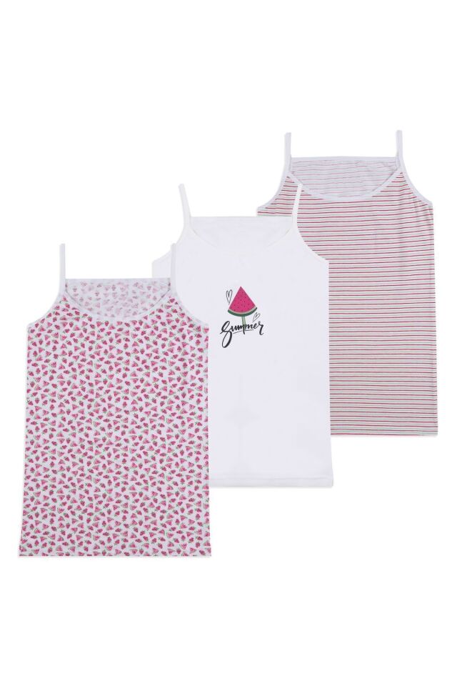 Kız Çocuk 3'lü Desenli Atlet