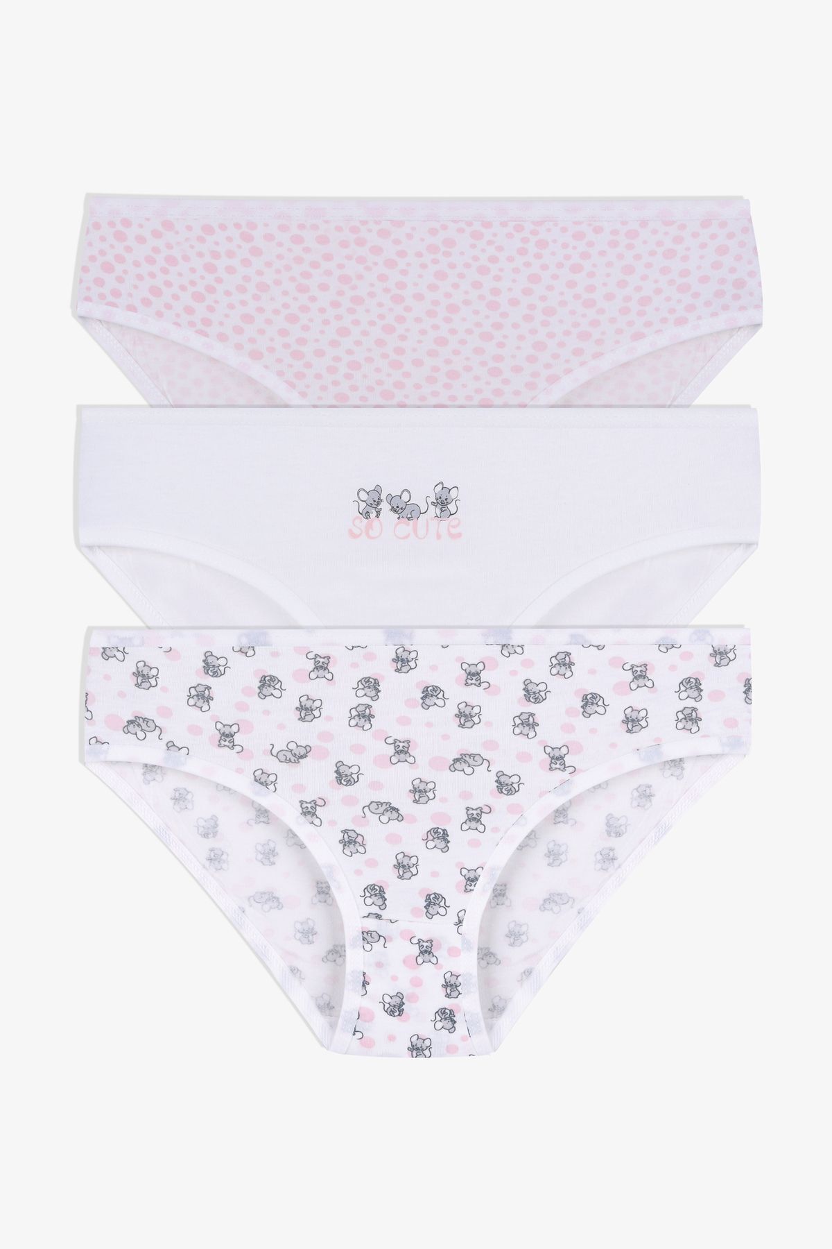 Kız Çocuk 3'lü Sevimli Fare Desenli Slip 1050-134 - 9-11 Yaş - 1050-134 - 9-11 Yaş