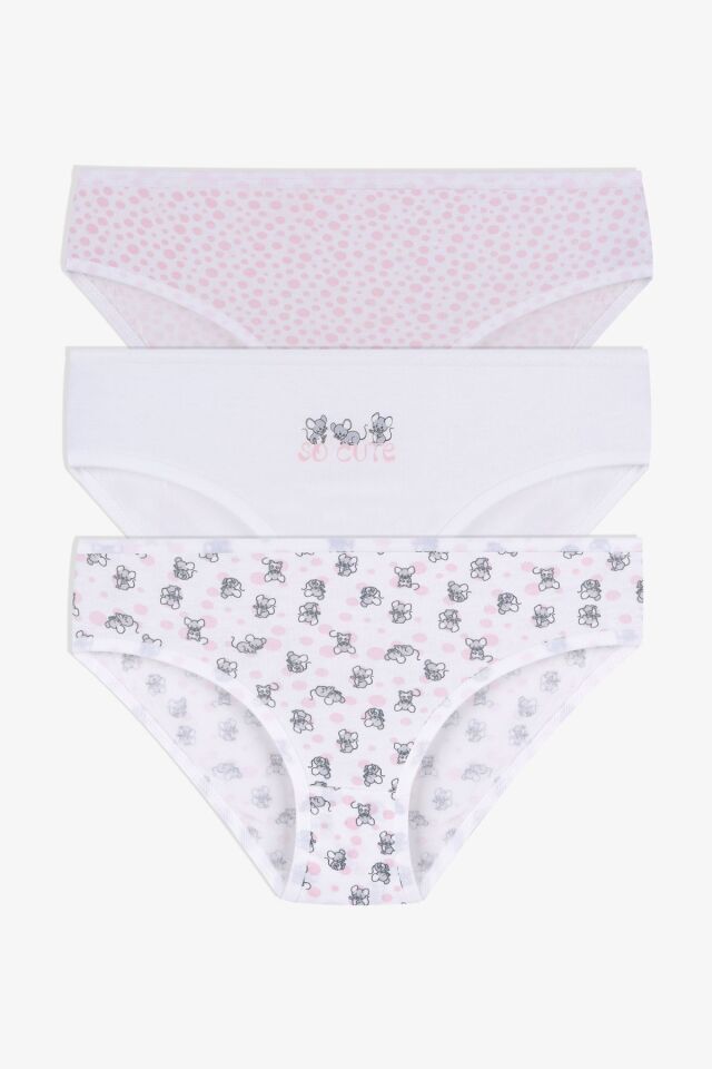 Kız Çocuk 3'lü Sevimli Fare Desenli Slip 1050-134 - 9-11 Yaş - 1050-134 - 9-11 Yaş