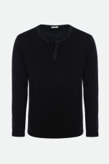 Erkek Pamuklu, Likralı, Yaka Düğmeli Ve Cep Detaylı Pijama Takımı