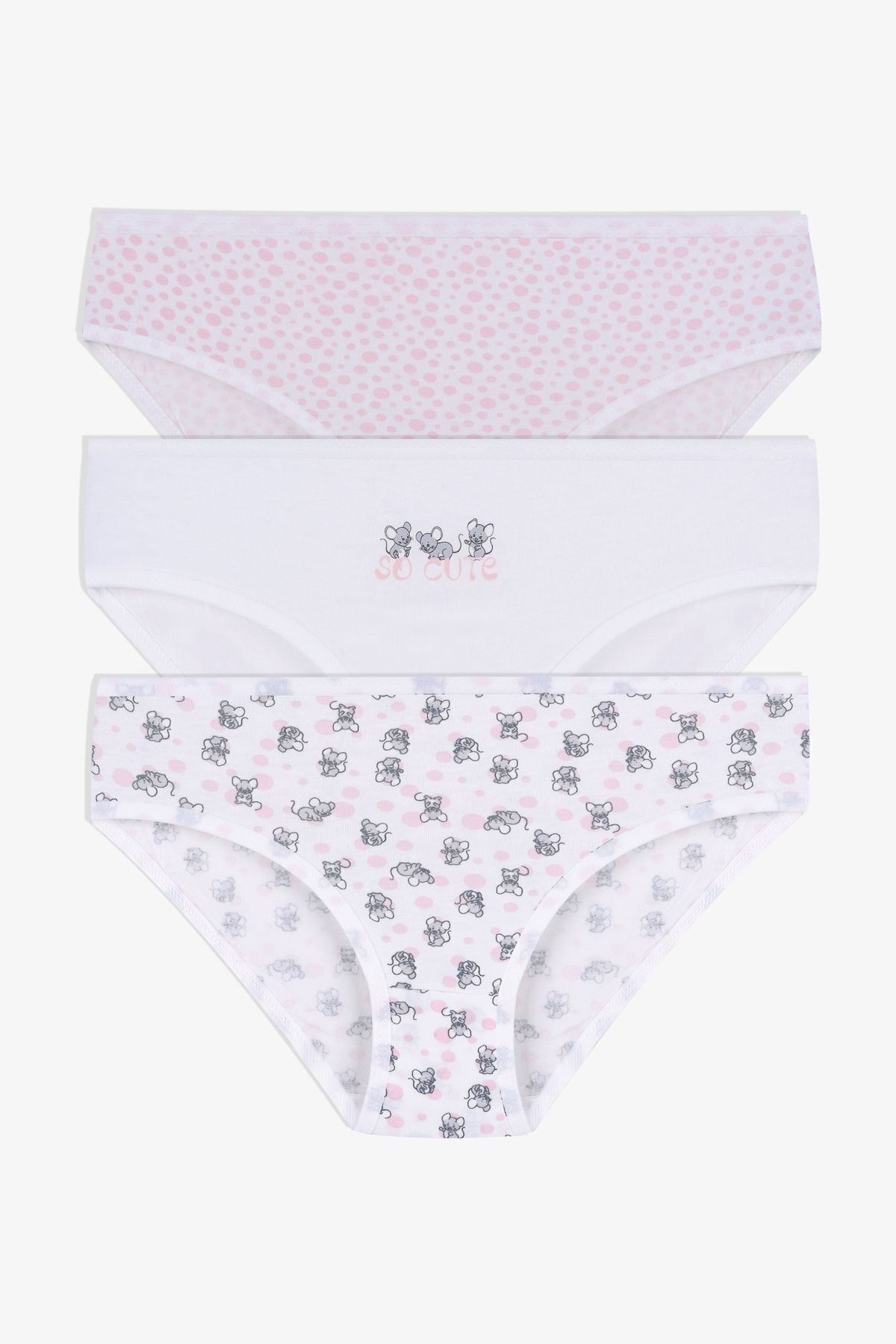 Kız Çocuk 3'lü Sevimli Fare Desenli Slip 1050-134 - 3-4 Yaş - 1050-134 - 3-4 Yaş