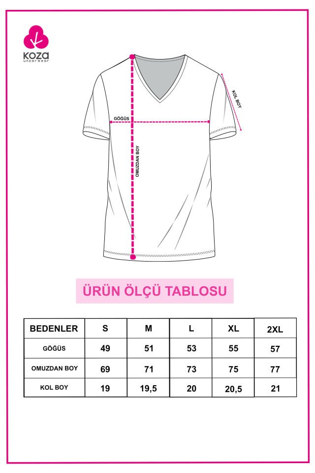 Erkek Pamuklu V Yaka Kısa Kollu Tişört Beyaz - XL